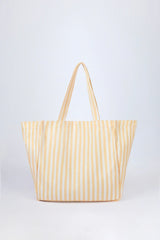 Oversized Canvas Tote Bag In Lemon Yellow Stripe