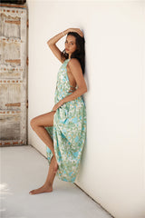 Ripe Mango Halter Maxi Dress Green