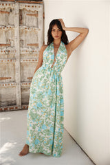 Ripe Mango Halter Maxi Dress Green