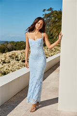Dinner Plans Lace Maxi Dress Blue