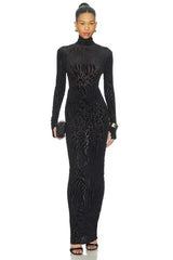 Animal Print Burnout Column Dress