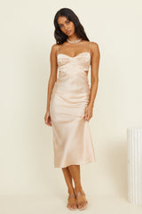 Tranquil Evenings Midi Dress Champagne