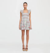 Couturebudthe Charlotte Nap Dress - Green Floral Block Stripe