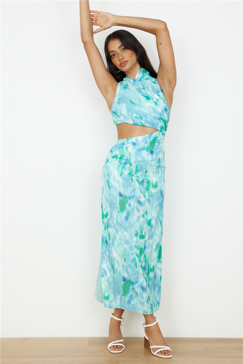 Kiss From The Ocean Midi Dress Blue