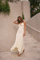 Rosetta Halter Maxi Dress Cream