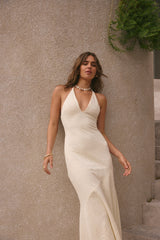Rosetta Halter Maxi Dress Cream