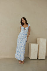 Rose Petal Reverie Midi Dress Blue