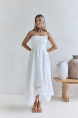 Lucia Strapless Midi Dress White
