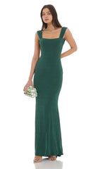 Open Back Maxi Dress In Green