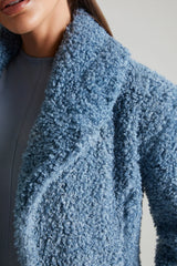 Long Shearling Coat In Blue