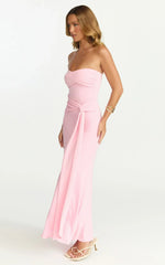 Aria Maxi Dress - Strapless Tie Waist Dress In Pink