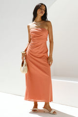 Yasmin Strapless Maxi Dress Coral