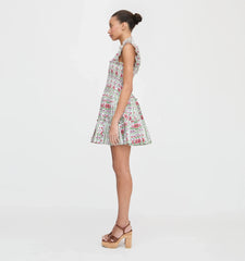 Couturebudthe Charlotte Nap Dress - Green Floral Block Stripe