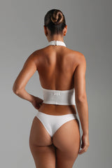 Sheveta Form-Ribbed High Neck Top - White