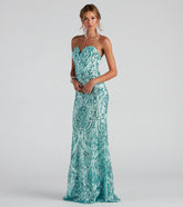 Cordelia Formal Damask Sequin Dress