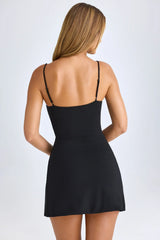 Modal Sweetheart-Neck A-Line Mini Dress In Black