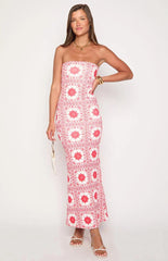 Arizona Red Tile Print Maxi Dress
