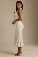 Halterneck Corset Lace Midaxi Dress In Ivory