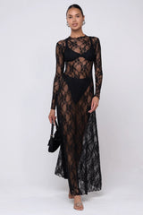 Sheveta Lyon Lace Dress In Black Lace