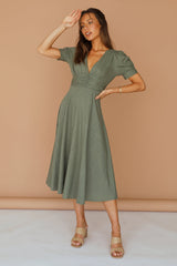 Leaves In The Wind Maxi Dress Khaki