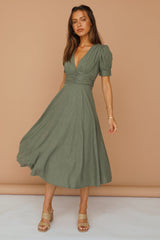 Leaves In The Wind Maxi Dress Khaki