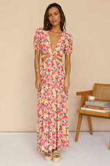 Peach Bouquet Maxi Dress