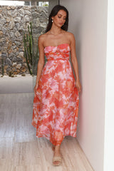 Sunset Memories Strapless Maxi Dress Orange