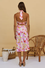 Saturn Peach Midi Dress Yellow