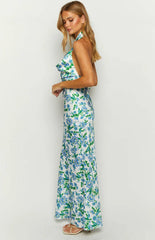 Marcella Blue Floral Formal Maxi Dress