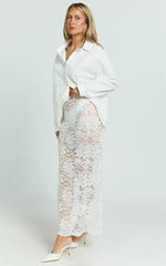 Dahlia Midi Skirt - Lace Skirt In White
