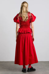 Charlotte Midi Tie Detail Skirt - Cherry