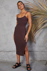 Open Mind Midi Dress Chocolate