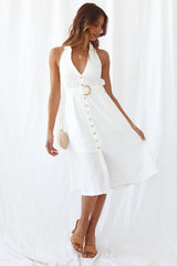 Turn To The Wind Midi Dress White
