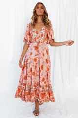 Kiss On The East Coast Midi Dress Orange