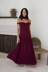 Sparkle Somewhere New Maxi Dress Wine