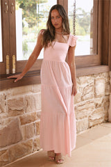 SNDYS Peaches Linen Maxi Dress Pink
