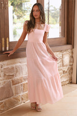 SNDYS Peaches Linen Maxi Dress Pink