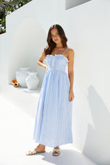 Lyra Gingham Maxi Dress Blue