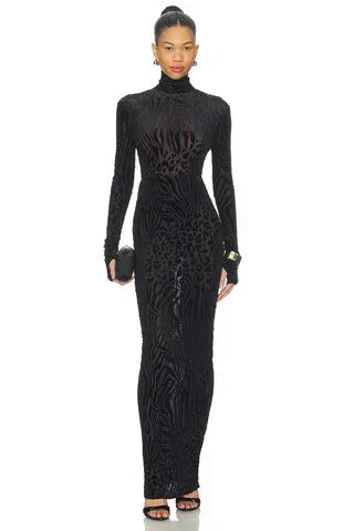 Animal Print Burnout Column Dress
