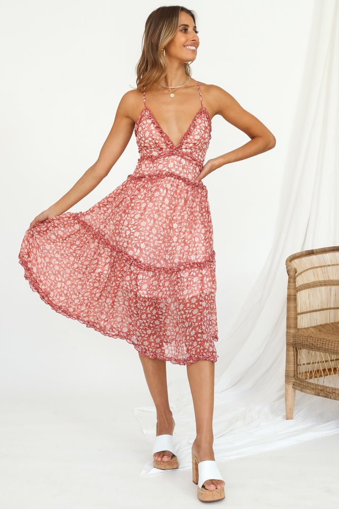 Hey Darling Midi Dress Rose