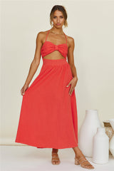 SNDYS Boat Linen Maxi Dress Red