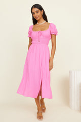 Seaside Picnic Midi Dress Pink
