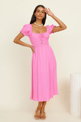 Seaside Picnic Midi Dress Pink
