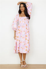 Sunset Blooms Midi Dress Lilac