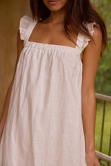 Lily 100% Linen Maxi Dress White