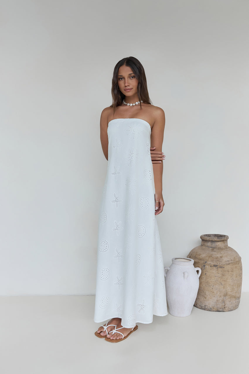 Heart To Heart Strapless Maxi Dress White