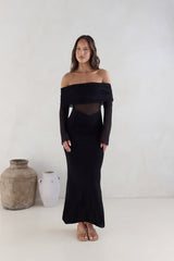 Sands Of Somewhere Off Shoulder Maxi Dress Black