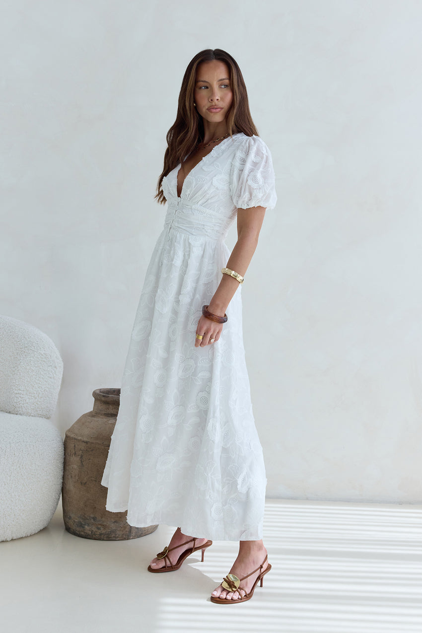 Busy Bee Maxi Dress White