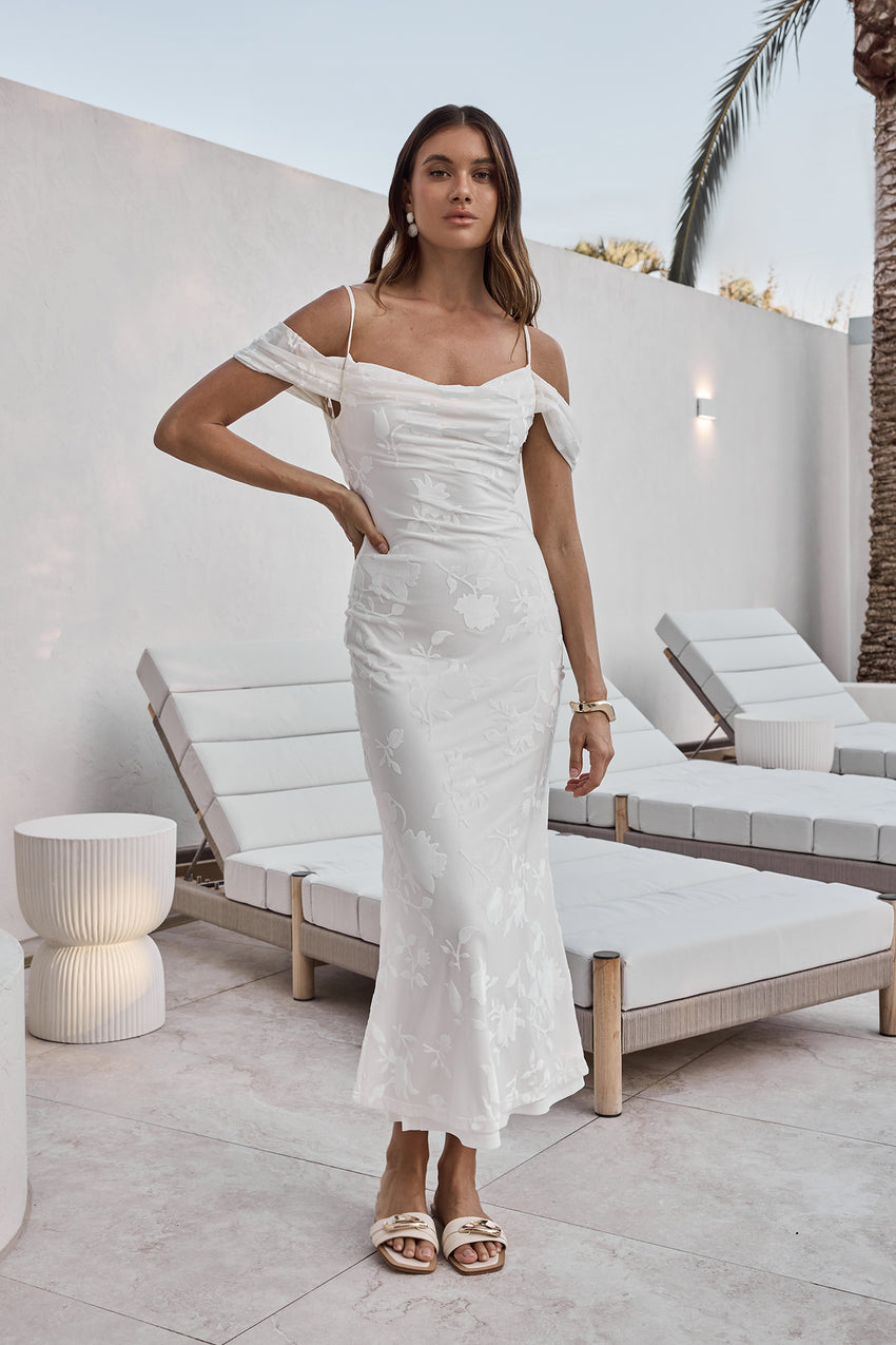 Tropical Tide Maxi Dress White