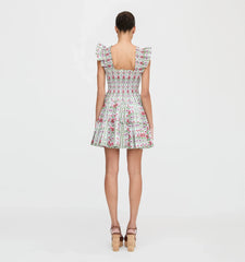 Couturebudthe Charlotte Nap Dress - Green Floral Block Stripe